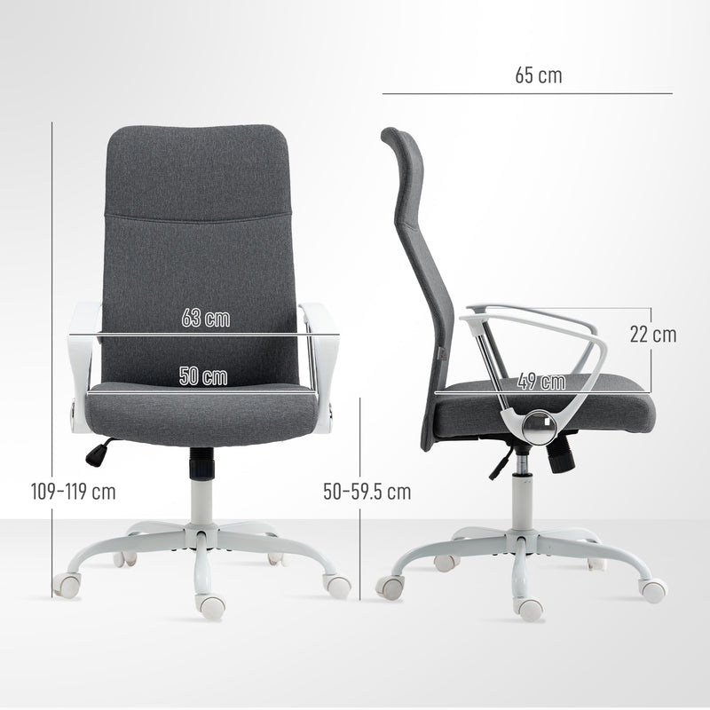 Grey High Back Fabric Office Chair Ergonomic Design For Home Or Work Desk Comfort