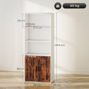 5 Tier Wooden Bookcase With Adjustable Shelves For Home Office Or Study, Rustic Brown