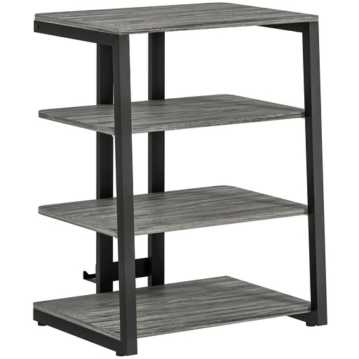 HiFi Stereo Stand with 4 Open Shelves for Media Storage and Organisation, Dark Grey