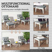 Grey 5 Piece Rattan Garden Furniture Set with Cushions and Coffee Table by Outsunny