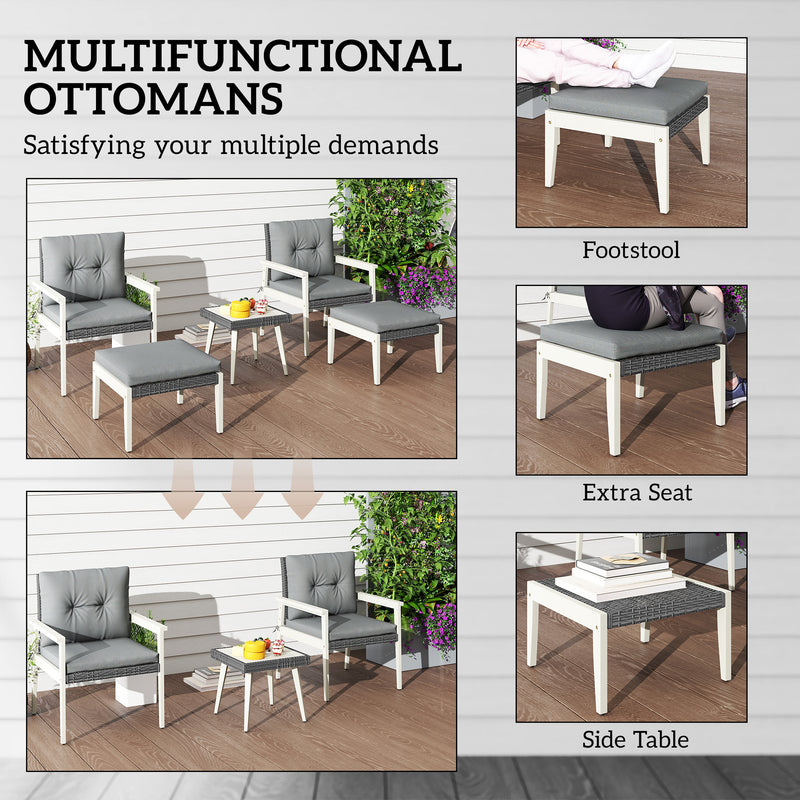 Grey 5 Piece Rattan Garden Furniture Set with Cushions and Coffee Table by Outsunny