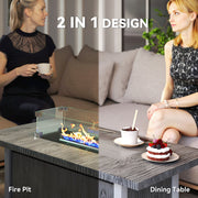 Dark Grey Gas Fire Pit Table 50000 BTU with Glass Screen and Cover for Garden by Outsunny