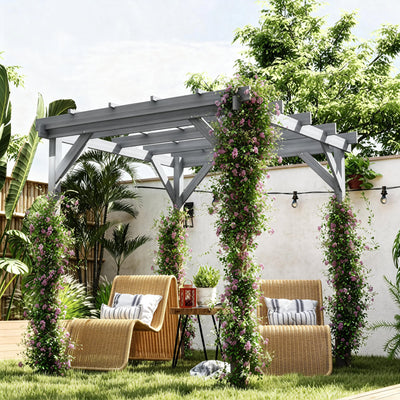 2x2m Grey Wooden Garden Pergola Kit for Shaded Outdoor Seating and Climbing Plants Grey