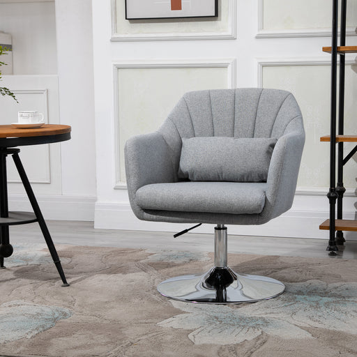 Swivel Accent Chair with Adjustable Height and Lumbar Support for Home Office Light Grey