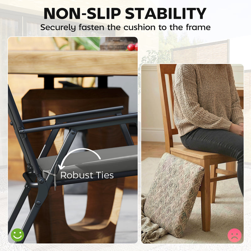 Outdoor Seat Cushions Set of 6 for Comfortable Garden Chairs Water-Repellent Dark Grey Outsunny