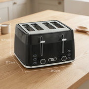 4 Slice Toaster with Dual Controls for Fast Family Breakfasts Black Silver Tone Homcom