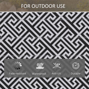 Large Reversible Outdoor Rug for Camping Garden or Picnic Lightweight Plastic Mat Black White  182L x 274W
