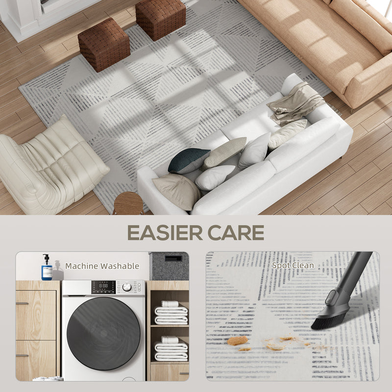 Large Geometric Non Slip Washable Area Rug Soft Floor Carpet For Home Use Grey