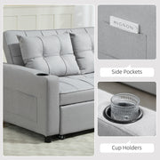 Light Grey Two Seater Pull Out Sofa Bed Compact and Stylish by HOMCOM