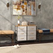 Cream White Fabric Chest of Drawers with 6 Storage Drawers and Wooden Top by HOMCOM