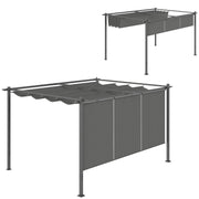 Grey 3 x 4m Metal Pergola with Retractable Canopy and UPF30+ Roller Shade by Outsunny