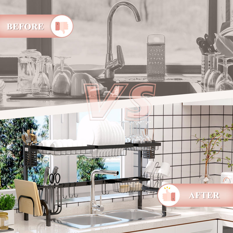 Over Sink Drying Rack 100cm Modular Stainless Steel Space Saving Design by HOMCOM