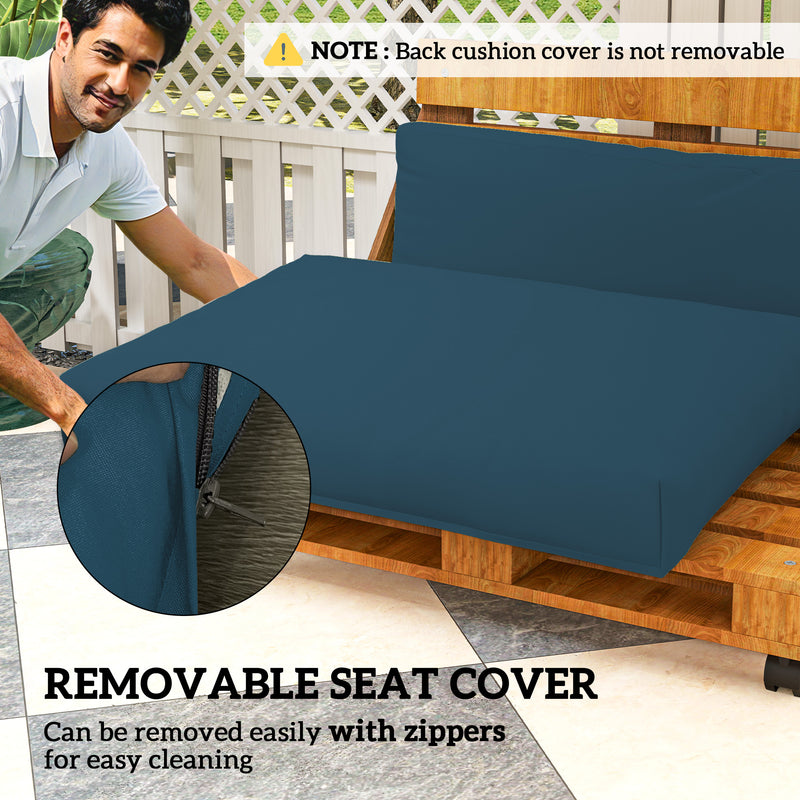 Navy Blue 2 Seater Pallet Furniture Cushions 20 cm Thick UPF20+ Fabric Outdoor Seat Pads by Outsunny