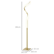 Gold LED Floor Lamp with 3 Brightness Levels Dimmable Standing Light with Foot Switch by HOMCOM