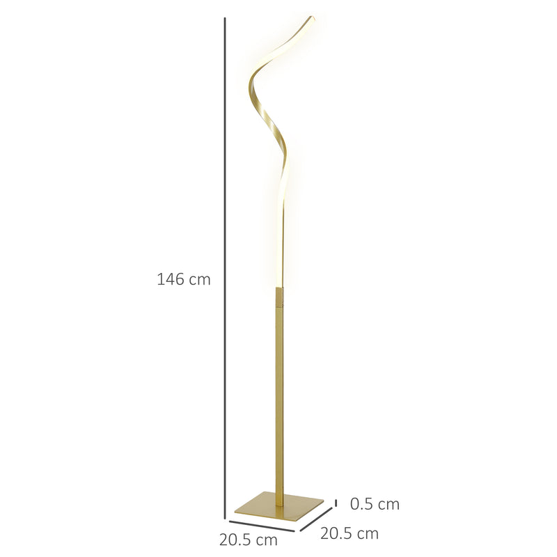 Gold LED Floor Lamp with 3 Brightness Levels Dimmable Standing Light with Foot Switch by HOMCOM