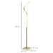 Gold LED Floor Lamp with 3 Brightness Levels Dimmable Standing Light with Foot Switch by HOMCOM
