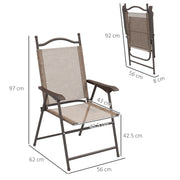 Set of 2 Folding Garden Chairs with Breathable Mesh Seats in Mixed Brown by Outsunny