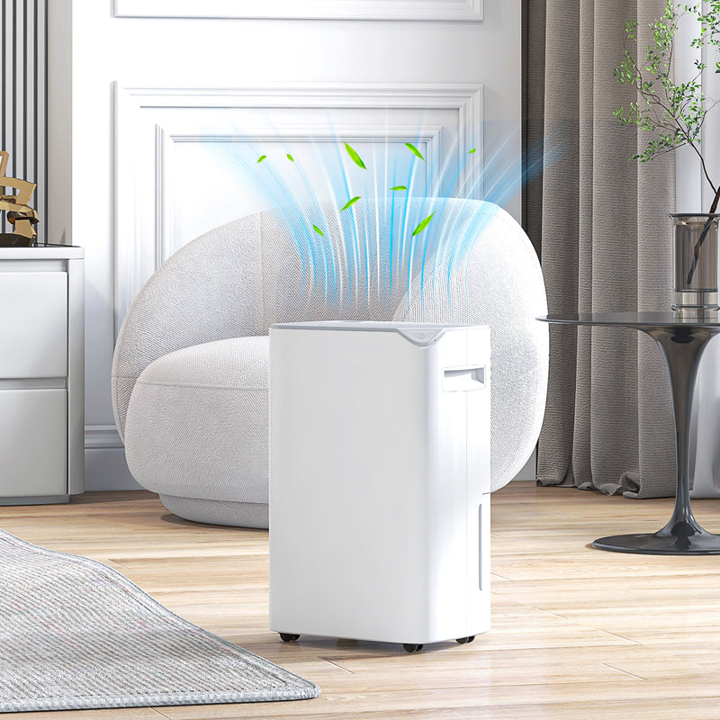 White 20L Per Day Portable Dehumidifier with Washable Filter for Home Use by HOMCOM