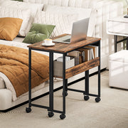 Rustic Brown Drop Leaf Writing Desk 80 cm Folding Space Saving Home Office Table