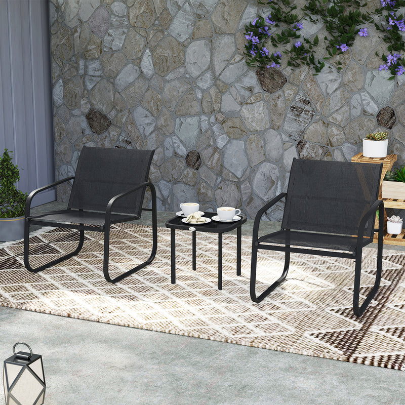 Three Piece Garden Seating Set Black Weather Resistant Patio Furniture by Outsunny