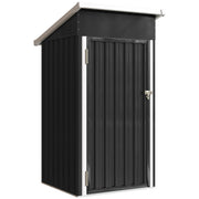 Dark grey 3.5x3ft metal storage shed with sloping roof and latch door