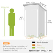 Dimensions diagram of the shed: 107.5 cm wide, 91 cm deep and 185 cm high