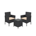 Image of a 3 Piece Black Rattan Bistro Set With Cream Cushions