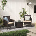 Image of a 3 Piece Brown Rattan Bistro Set With Cream Cushions