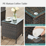Image of a 3 Piece Brown Rattan Bistro Set With Cream Cushions