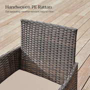 Image of a 3 Piece Brown Rattan Bistro Set With Cream Cushions