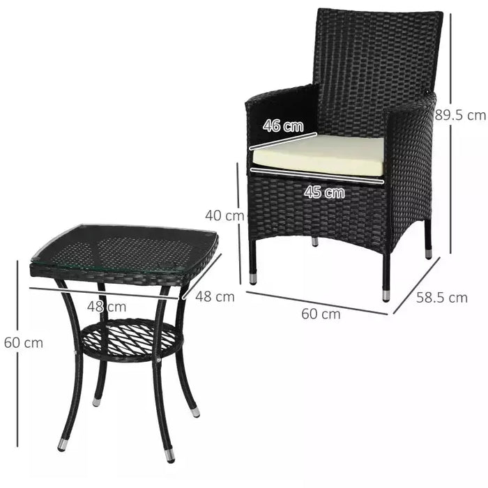 Stylish 3 Piece Rattan Bistro Set