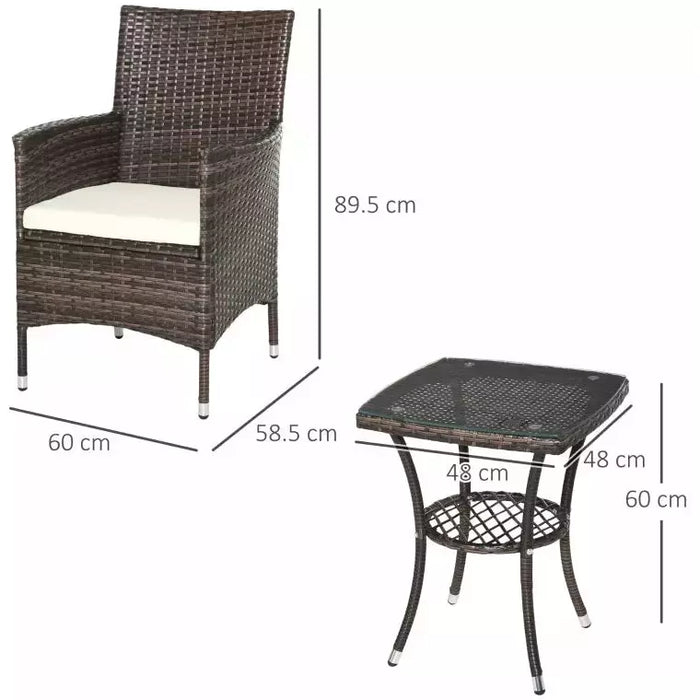 Stylish 3 Piece Rattan Bistro Set