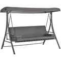 Outsunny 3 Seater Convertible Swing Chair Bed, Grey Outsunny
