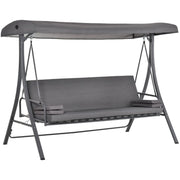 Outsunny 3 Seater Convertible Swing Chair Bed, Grey Outsunny