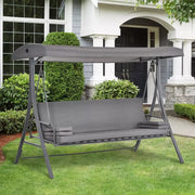 Outsunny 3 Seater Convertible Swing Chair Bed, Grey Outsunny