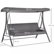 Outsunny 3 Seater Convertible Swing Chair Bed, Grey Outsunny