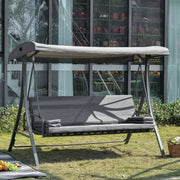Outsunny 3 Seater Convertible Swing Chair Bed, Grey Outsunny
