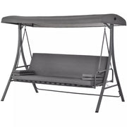 Outsunny 3 Seater Convertible Swing Chair Bed, Grey Outsunny