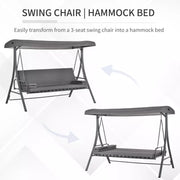 Outsunny 3 Seater Convertible Swing Chair Bed, Grey Outsunny