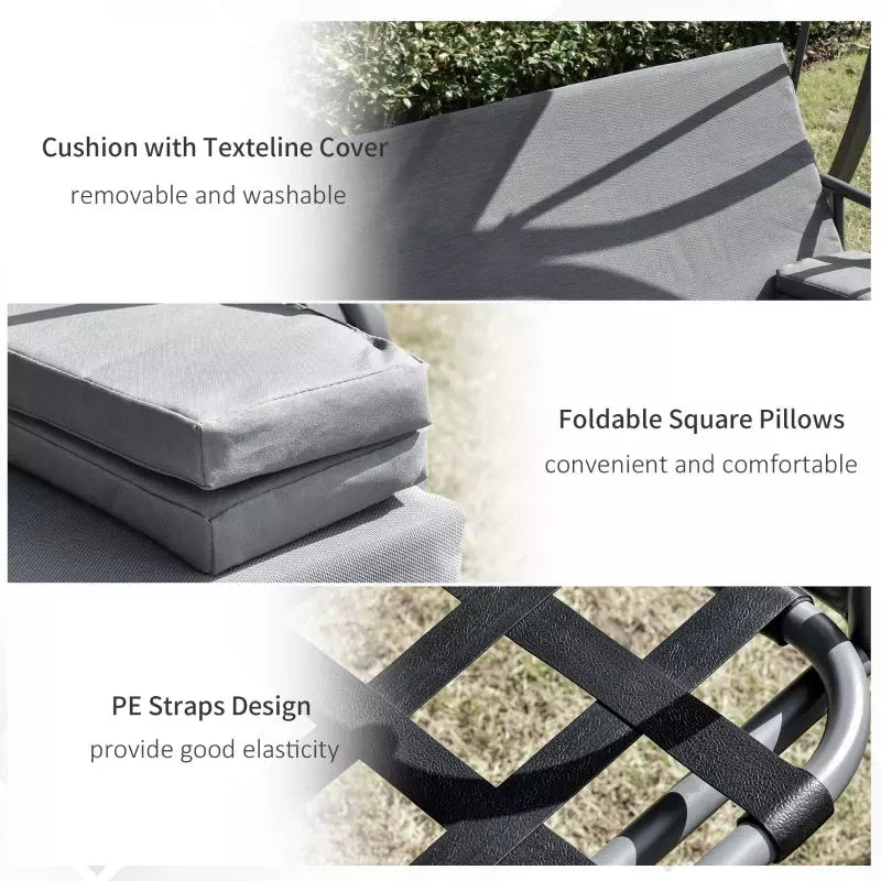 Outsunny 3 Seater Convertible Swing Chair Bed, Grey Outsunny