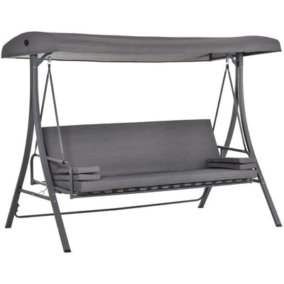 Outsunny 3 Seater Convertible Swing Chair Bed, Grey Outsunny