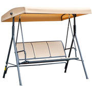 Beige 3 Seater Swing Chair With Adjustable Canopy, Black Outsunny