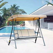 Beige 3 Seater Swing Chair With Adjustable Canopy, Black Outsunny