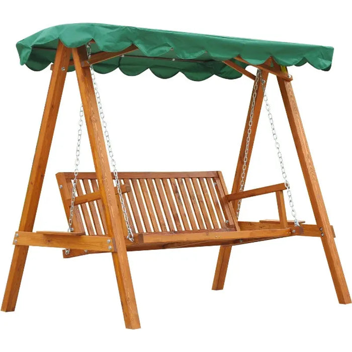 3 Seater Wooden Garden Swing Chair Bench, Green