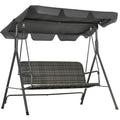 3 Seater Rattan Garden Swing Chair With Grey Canopy Outsunny