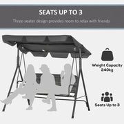 3 Seater Rattan Garden Swing Chair With Grey Canopy Outsunny