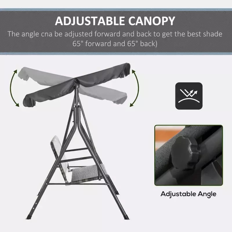 3 Seater Rattan Garden Swing Chair With Grey Canopy Outsunny
