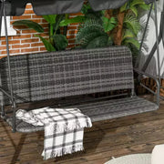 3 Seater Rattan Garden Swing Chair With Grey Canopy Outsunny