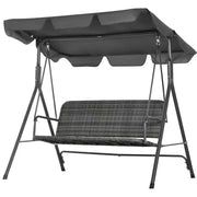 3 Seater Rattan Garden Swing Chair With Grey Canopy Outsunny