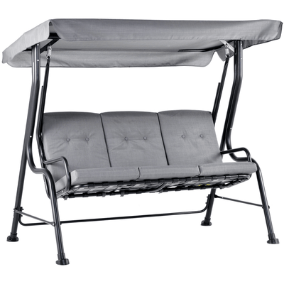 3 Seater Garden Swing Chair Hammock With Canopy, Bed Outsunny